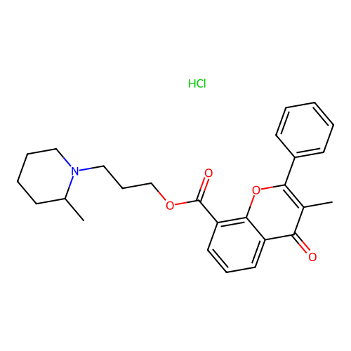 3-(2-Methyl-N-piperidino)propyl 3-methylflavone-8-carboxylate hydrochloride hydrate structure