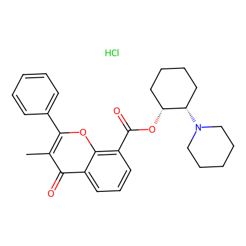 cis-2-Piperidinocyclohexyl 3-methylflavone-8-carboxylate hydrochloride structure