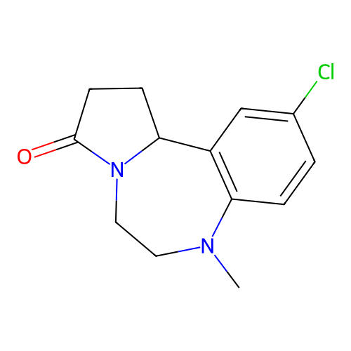 10-chloro-7-methyl-2,5,6,11b-tetrahydro-1H-pyrrolo[1,2-d][1,4]benzodiazepin-3-one structure