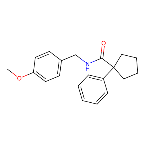 N-[(4-methoxyphenyl)methyl]-1-phenylcyclopentane-1-carboxamide structure