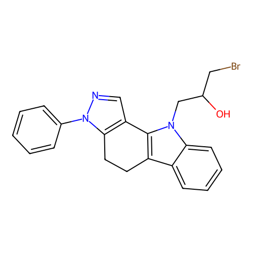 1-Bromo-3-(3-phenyl-4,5-dihydropyrazolo[4,3-a]carbazol-10-yl)propan-2-ol structure