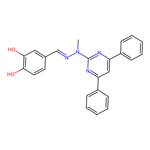 4-((2-(4,6-Diphenylpyrimidin-2-yl)-2-methylhydrazineylidene)methyl)benzene-1,2-diol structure