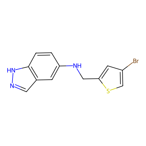 N-[(4-bromo-2-thienyl)methyl]-1H-indazol-5-amine structure
