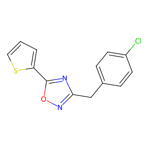 3-[(4-Chlorophenyl)methyl]-5-thiophen-2-yl-1,2,4-oxadiazole structure