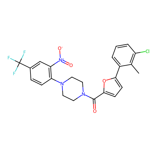 [5-(3-chloro-2-methylphenyl)furan-2-yl]-[4-[2-nitro-4-(trifluoromethyl)phenyl]piperazin-1-yl]methanone structure