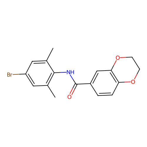 N-(4-bromo-2,6-dimethylphenyl)-2,3-dihydro-1,4-benzodioxine-6-carboxamide structure