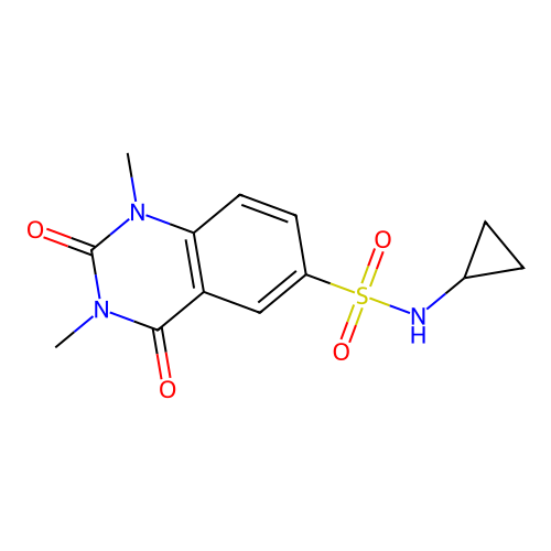 N-cyclopropyl-1,3-dimethyl-2,4-dioxo-1,2,3,4-tetrahydroquinazoline-6-sulfonamide structure