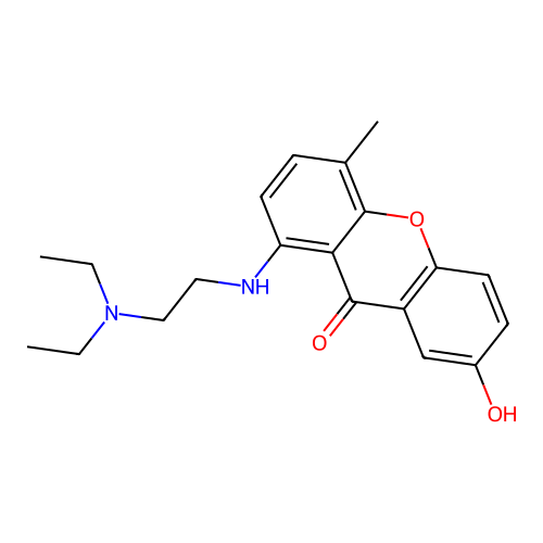 1-(2-Diethylaminoethylamino)-7-hydroxy-4-methyl-xanthen-9-one structure