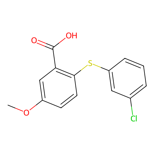 2-[(3-Chlorophenyl)thio]-5-methoxybenzoic acid structure
