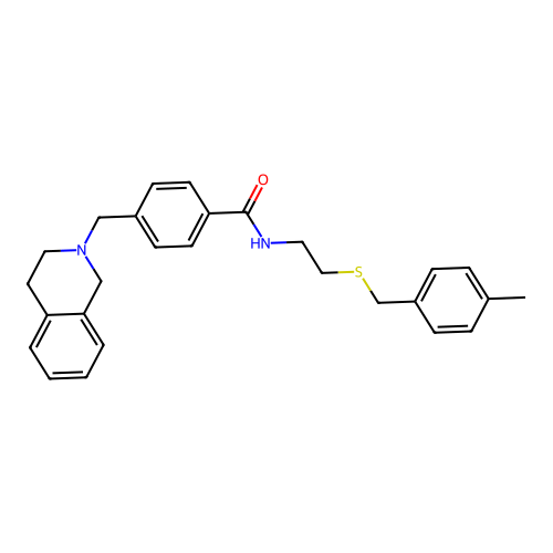 4-(3,4-dihydro-1H-isoquinolin-2-ylmethyl)-N-[2-[(4-methylphenyl)methylsulfanyl]ethyl]benzamide structure