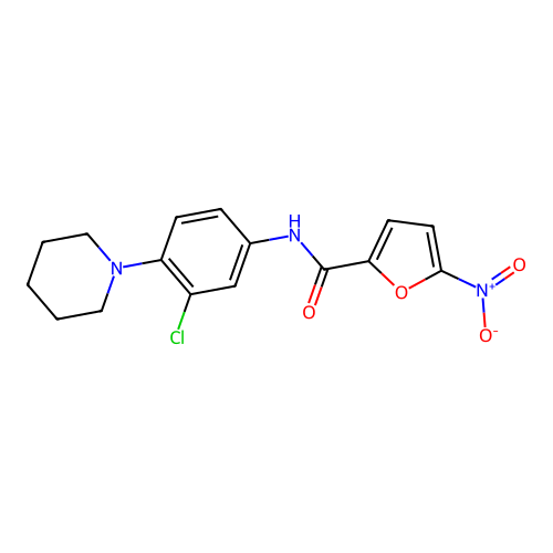 N-(3-chloro-4-piperidin-1-ylphenyl)-5-nitrofuran-2-carboxamide structure