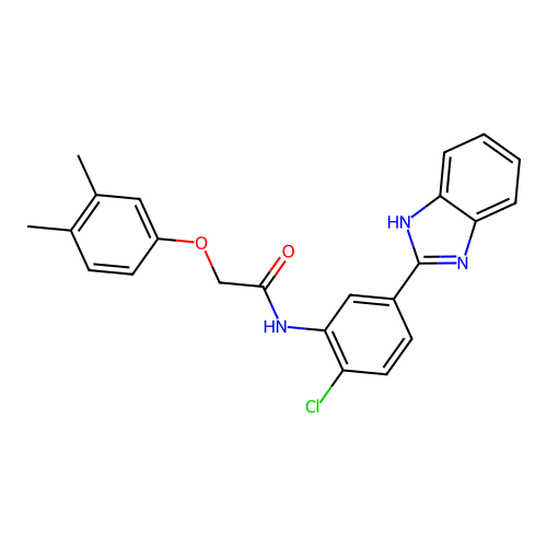 N-[5-(1H-benzimidazol-2-yl)-2-chlorophenyl]-2-(3,4-dimethylphenoxy)acetamide structure