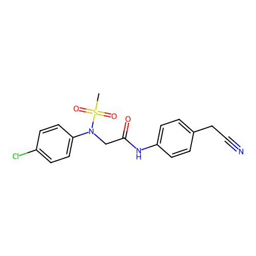 2-(4-chloro-N-methylsulfonylanilino)-N-[4-(cyanomethyl)phenyl]acetamide structure