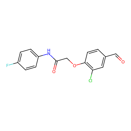2-(2-chloro-4-formylphenoxy)-N-(4-fluorophenyl)acetamide structure