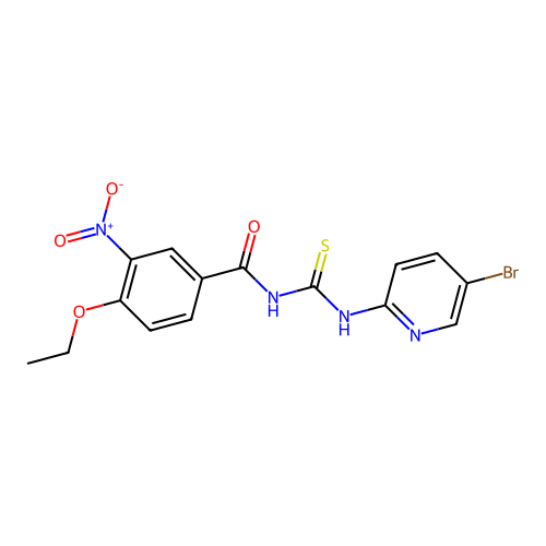 N-[(5-bromopyridin-2-yl)carbamothioyl]-4-ethoxy-3-nitrobenzamide structure