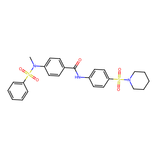 4-[benzenesulfonyl(methyl)amino]-N-(4-piperidin-1-ylsulfonylphenyl)benzamide structure