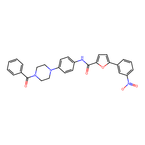 N-[4-(4-benzoylpiperazin-1-yl)phenyl]-5-(3-nitrophenyl)furan-2-carboxamide structure