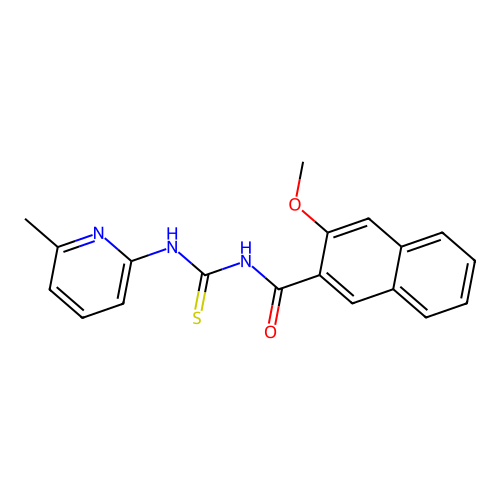 3-methoxy-N-[(6-methylpyridin-2-yl)carbamothioyl]naphthalene-2-carboxamide structure