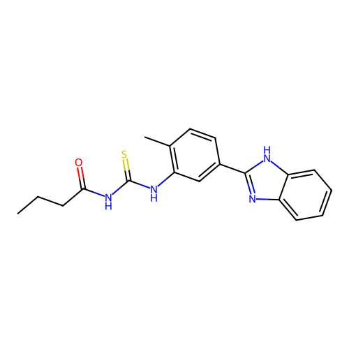 N-[[5-(1H-benzimidazol-2-yl)-2-methylphenyl]carbamothioyl]butanamide structure