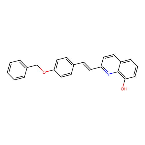 2-[(E)-2-(4-phenylmethoxyphenyl)ethenyl]quinolin-8-ol structure