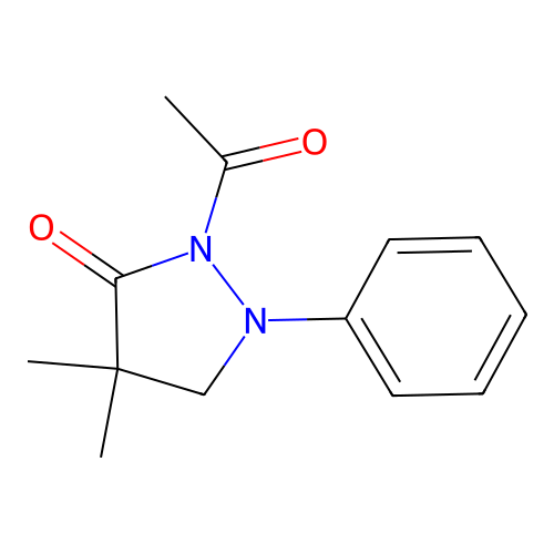 2-Acetyl-4,4-dimethyl-1-phenylpyrazolidin-3-one structure