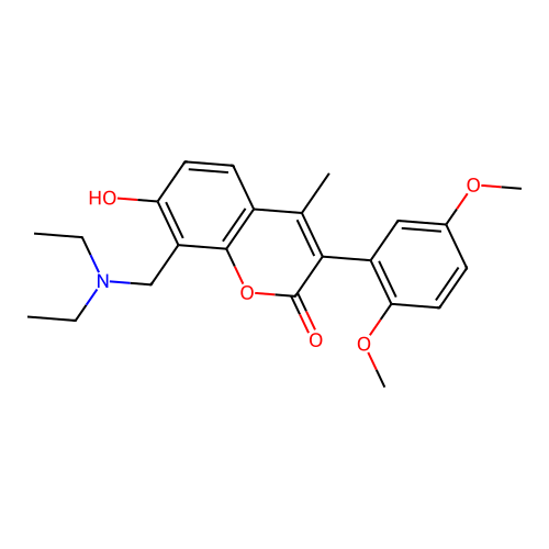 8-((diethylamino)methyl)-3-(2,5-dimethoxyphenyl)-7-hydroxy-4-methyl-2H-chromen-2-one structure