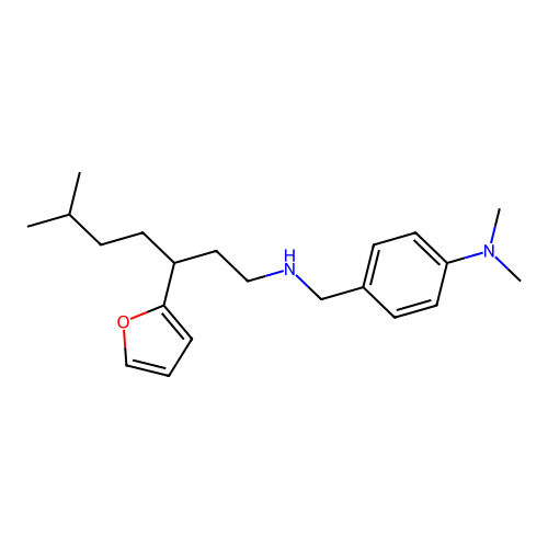 4-(((3-(furan-2-yl)-6-methylheptyl)amino)methyl)-N,N-dimethylaniline structure