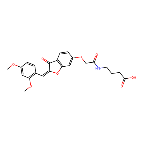 (E)-4-(2-((2-(2,4-dimethoxybenzylidene)-3-oxo-2,3-dihydrobenzofuran-6-yl)oxy)acetamido)butanoic acid structure