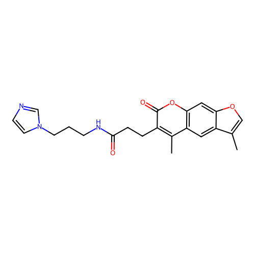 N-(3-(1H-imidazol-1-yl)propyl)-3-(3,5-dimethyl-7-oxo-7H-furo[3,2-g]chromen-6-yl)propanamide structure