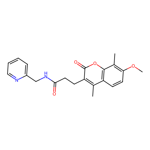 3-(7-methoxy-4,8-dimethyl-2-oxo-2H-chromen-3-yl)-N-(pyridin-2-ylmethyl)propanamide structure