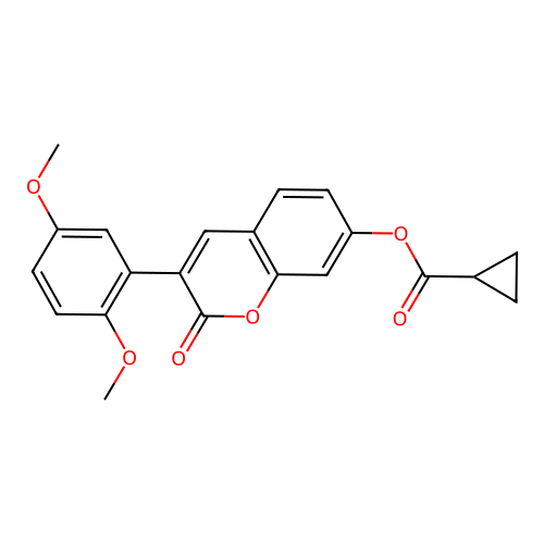 3-(2,5-dimethoxyphenyl)-2-oxo-2H-chromen-7-yl cyclopropanecarboxylate structure