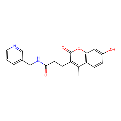 3-(7-hydroxy-4-methyl-2-oxo-2H-chromen-3-yl)-N-(pyridin-3-ylmethyl)propanamide structure