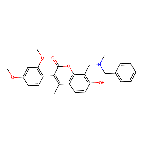 3-(2,4-dimethoxyphenyl)-7-hydroxy-4-methyl-8-{[methylbenzylamino]methyl}chrome n-2-one structure
