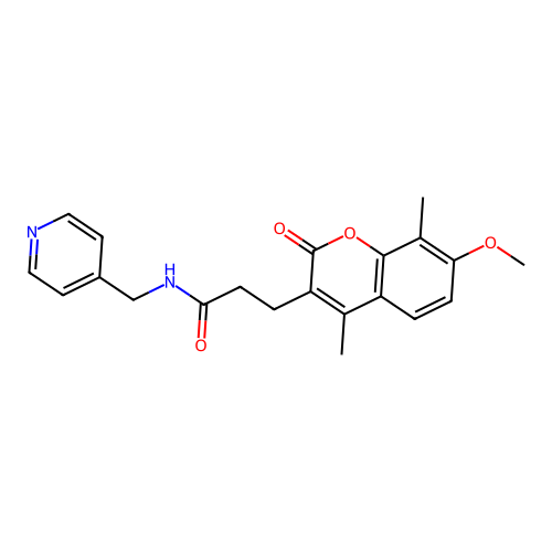 3-(7-methoxy-4,8-dimethyl-2-oxo-2H-chromen-3-yl)-N-(pyridin-4-ylmethyl)propanamide structure