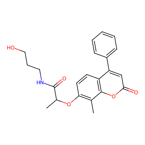 N-(3-hydroxypropyl)-2-((8-methyl-2-oxo-4-phenyl-2H-chromen-7-yl)oxy)propanamide structure