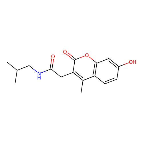 2-(7-hydroxy-4-methyl-2-oxo-2H-chromen-3-yl)-N-isobutylacetamide structure