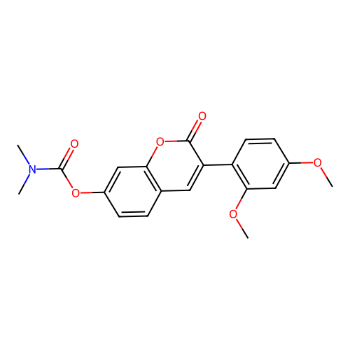 3-(2,4-dimethoxyphenyl)-2-oxo-2H-chromen-7-yl dimethylcarbamate structure
