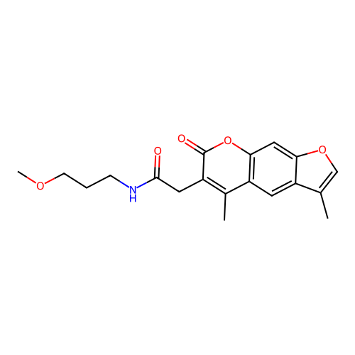 2-(3,5-dimethyl-7-oxo-7H-furo[3,2-g]chromen-6-yl)-N-(3-methoxypropyl)acetamide structure