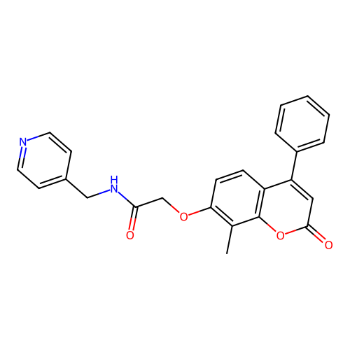 2-((8-methyl-2-oxo-4-phenyl-2H-chromen-7-yl)oxy)-N-(pyridin-4-ylmethyl)acetamide structure