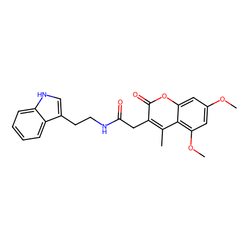 N-(2-(1H-indol-3-yl)ethyl)-2-(5,7-dimethoxy-4-methyl-2-oxo-2H-chromen-3-yl)acetamide structure