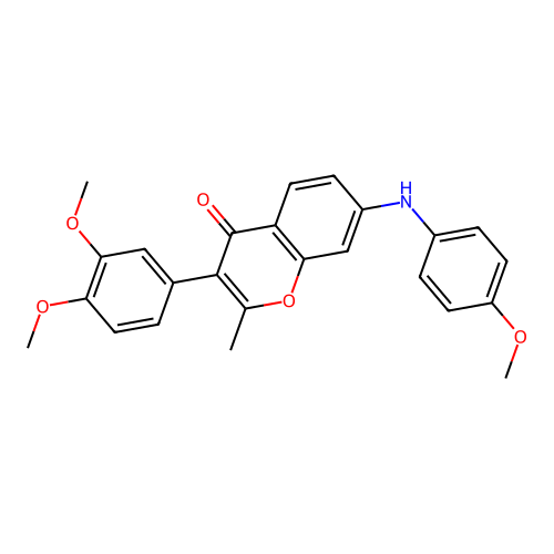 3-(3,4-dimethoxyphenyl)-7-((4-methoxyphenyl)amino)-2-methyl-4H-chromen-4-one structure