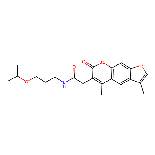 2-(3,5-dimethyl-7-oxo-7H-furo[3,2-g]chromen-6-yl)-N-(3-isopropoxypropyl)acetamide structure
