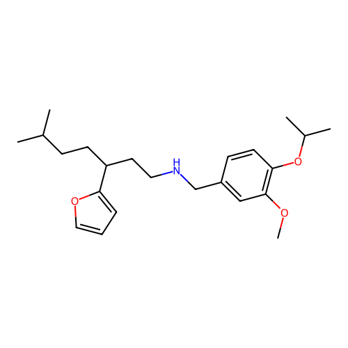 3-(furan-2-yl)-N-(4-isopropoxy-3-methoxybenzyl)-6-methylheptan-1-amine structure