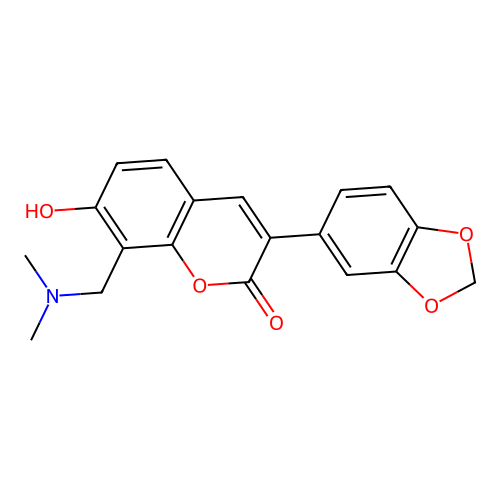 3-(1,3-Benzodioxol-5-yl)-8-[(dimethylamino)methyl]-7-hydroxy-2H-1-benzopyran-2-one structure