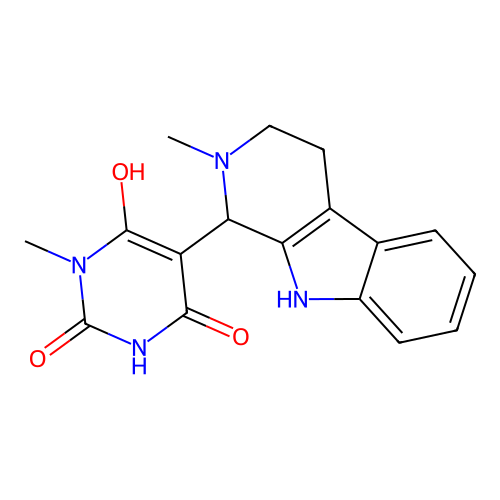 6-hydroxy-1-methyl-5-(2-methyl-1,3,4,9-tetrahydropyrido[3,4-b]indol-1-yl)pyrimidine-2,4-dione structure