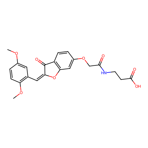 (E)-3-(2-((2-(2,5-dimethoxybenzylidene)-3-oxo-2,3-dihydrobenzofuran-6-yl)oxy)acetamido)propanoic acid structure