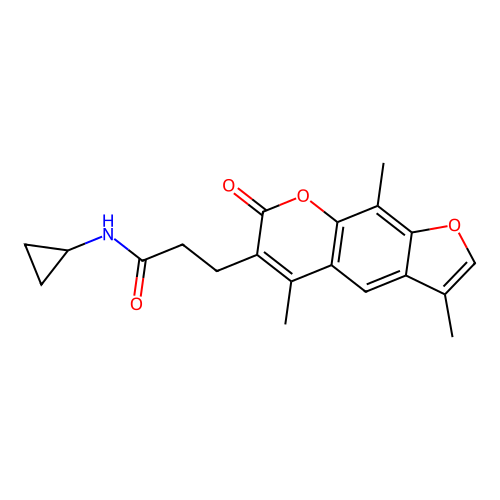 N-cyclopropyl-3-(3,5,9-trimethyl-7-oxo-7H-furo[3,2-g]chromen-6-yl)propanamide structure