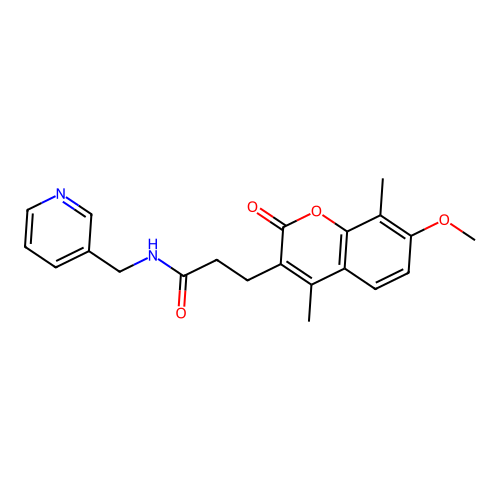3-(7-methoxy-4,8-dimethyl-2-oxo-2H-chromen-3-yl)-N-(pyridin-3-ylmethyl)propanamide structure