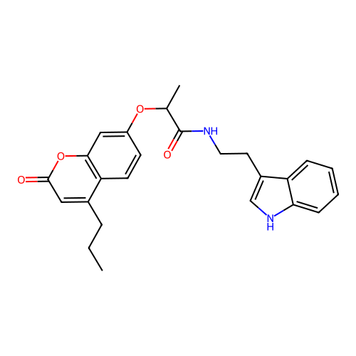 N-(2-(1H-indol-3-yl)ethyl)-2-((2-oxo-4-propyl-2H-chromen-7-yl)oxy)propanamide structure
