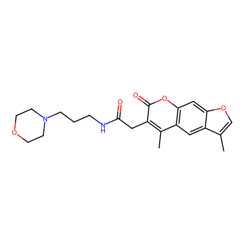 2-(3,5-dimethyl-7-oxo-7H-furo[3,2-g]chromen-6-yl)-N-(3-morpholinopropyl)acetamide structure